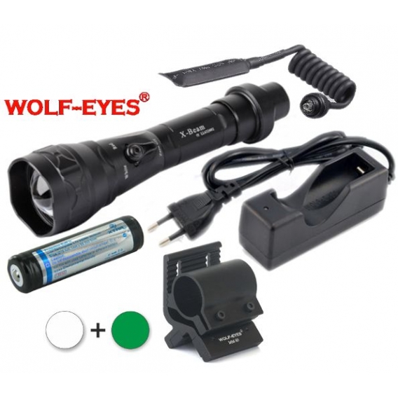 Wolf-Eyes X-Beam Biela XP-L HI V2, USB v.2017 + Zelená LED Full Set