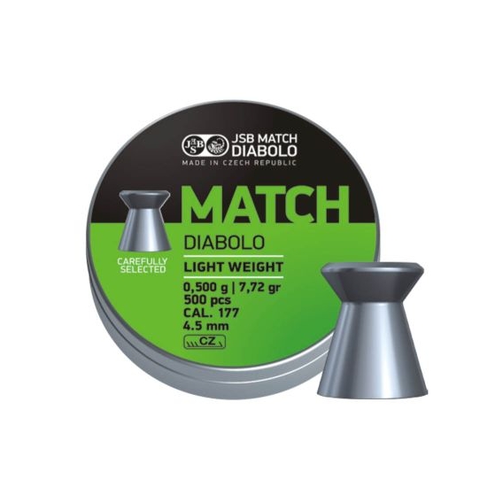 JSB Green Match Diabolo Light Weight 4,49mm/.177, 0,500g/7,72gr, 500ks