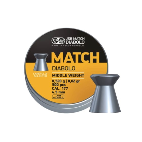 JSB Yellow Match Diabolo Middle Weight 4,51mm/.177, 0,520g/8,02gr, 500ks
