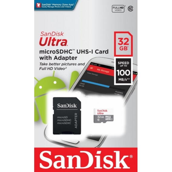 SanDisk Ultra microSDHC 32GB UHS-I SDSQUNS-032G-GN3MA